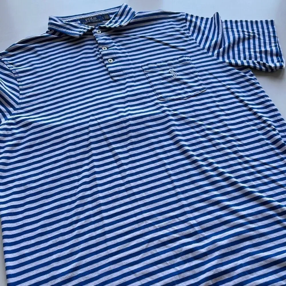Polo Ralph Lauren Classic Fit Striped 100% Soft Cotton Polo Mens Large